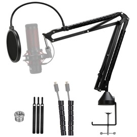 Quadcast Mic Boom Arm with Pop Filter - Advanced Microphone Arm Compatible with HyperX QuadCast Microphone, Professional Adjustable Scissor Microphone Stand by YOUSHARES