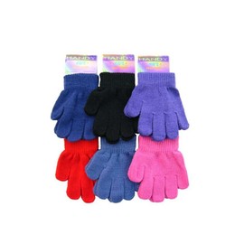 Unisex Girls Boys Super Value Thermal Black Winter Gloves Children's Magic Stretch Gloves Size Approx. 2 to 5 Years (Black - 2 Pairs)