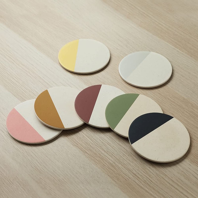 &NE NRS-034-GN Ceramic Diatomaceous Earth Coaster Silver