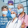 2 Pack Satin Lined Scrub Caps with Buttons & Sweathand,