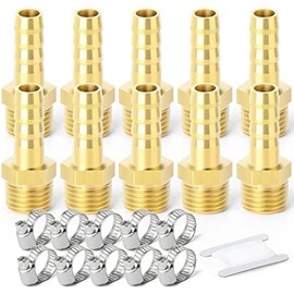 ERGAOBOY 10 Pcs 6mm OD Barb to 1/4" Female BSP Connectors,Brass Hose Barb Compression Fittings