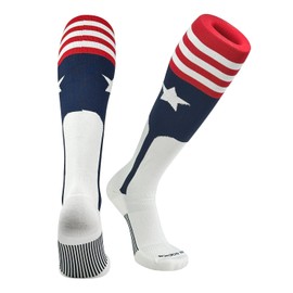 Mk Socks PREMIUM Knit Baseball Softball USA Star Stirrup Knee high Socks (L)