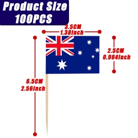 100 Stück Australien Zahnstocher Flaggen Cocktail Stick Flaggen,Australische Deko Fahne Mini Cupcake Topper Kleine Zahnstocher Australien Fähnchen für Torten Fußball EM Eurovision WM Bar Party Dekor