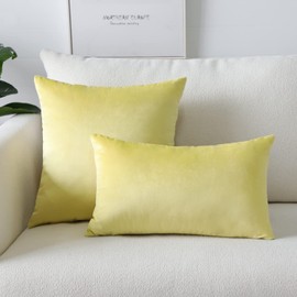 Artscope Luxury Velvet Pillow Covers Super Soft Decorative Rectangle Throw Pillow Covers Case Cushion Covers for Sofa Couch Bedroom Car Decor 16x24 Inch Lemon Yellow