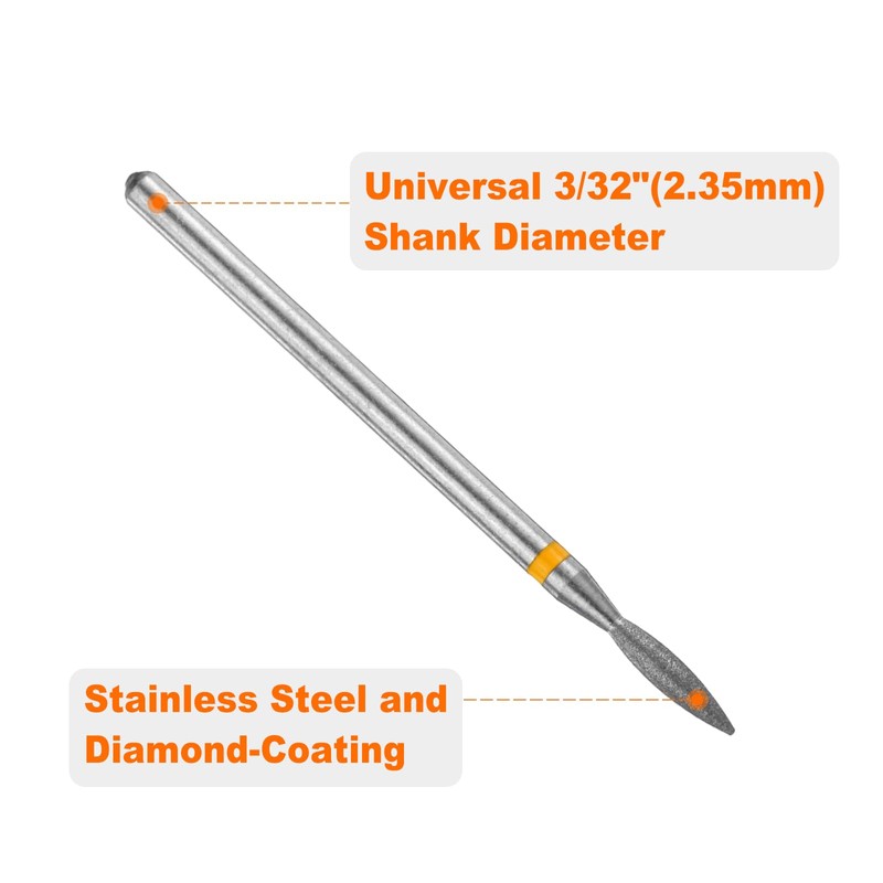 HARFINGTON 5pcs 325-400 Grits Diamond Grinding Bit 2.2mm Oval Head