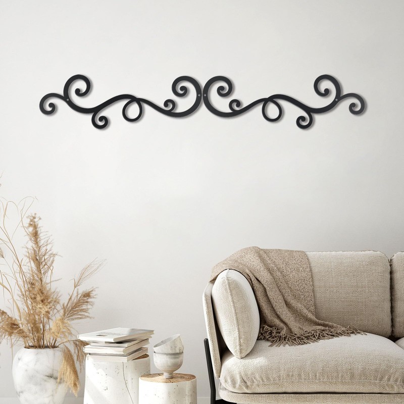 OYEFLY Metal Scroll Wall Art Decor,Rustic Iron Wall Medallion (style