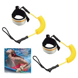 SUP Leash, Surfboard Leash, Surfboard Leash Set, 2 Pieces Safety Rope for Surfboard, Surfboard Lead, Anti-entanglement, Elastic, Foot Strap with Velcro Fastening, Stretchy Lead for SUP Surfboard