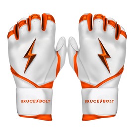 BRUCE BOLT Chrome Series Long Cuff Orange Batting Glove - Orange XLarge