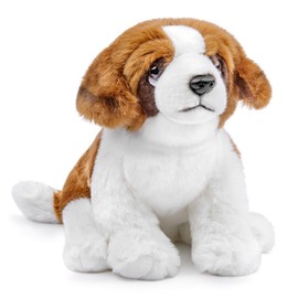Tiny Heart Saint Bernard Plush Toy for Children, Brown Saint Bernard, Pet Life Series, Soft Cuddly Toy Cushion, Suitable as Decoration for Living Room and Bedroom, 25 cm / 11 Inches