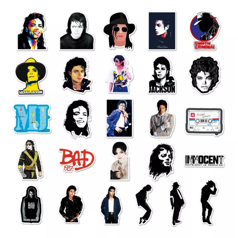 Michael Jackson Rey Pop 50 Calcomanias Stickers Contra Agua