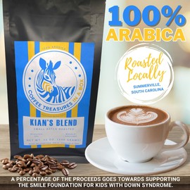 Coffee Treasures In A Box Kian's Blend 100% Arabica Coffee Beans, Whole Bean Medium Roast, Locally Small Batch Roasted In The USA