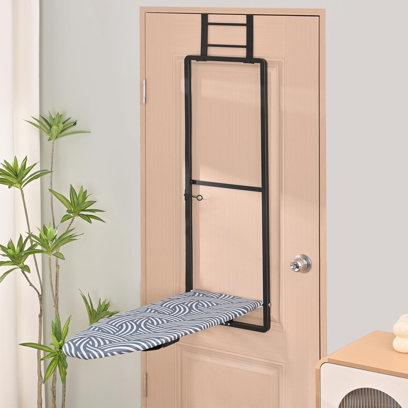 KINGBOARD Over Door Ironing Board, Hanging Ironing Board with Iron