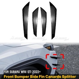 LUC Gloss Black Front Bumper Side Blade Canard Splitter For Subaru WRX STI 2022-2025