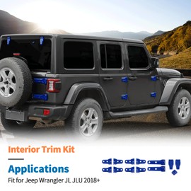 JeCar 13pcs Blue Full Set Door Hinge Cover Trim Kit for 2018-2024 2025 Up Jeep Wrangler JL 4 Door