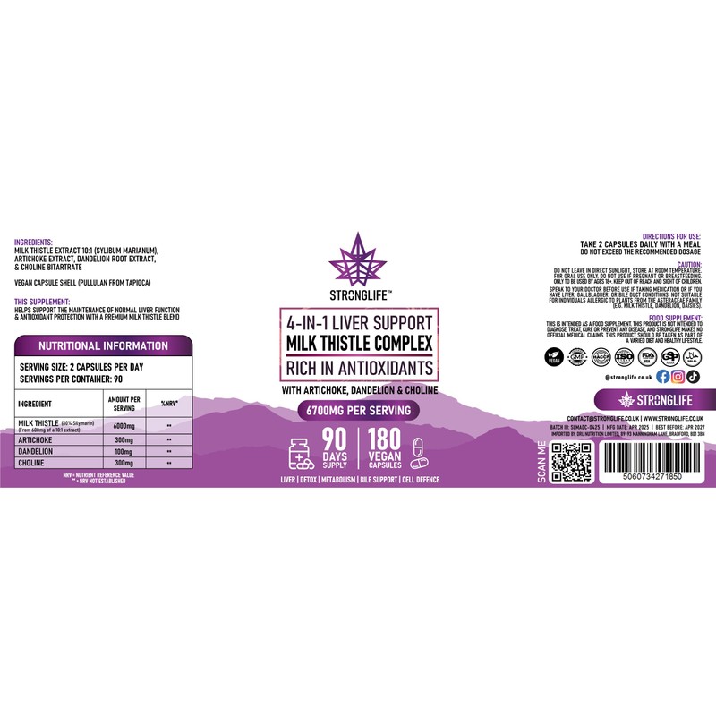 Milk Thistle Complex Capsules – 6000mg Silymarin Extract with Artichoke,
