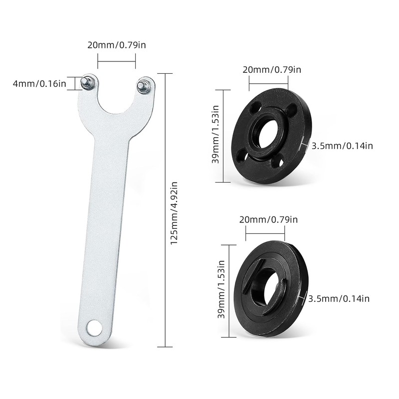 11 Piece Set Grinder Flange Angle Wrench, Metal Spanner Lock