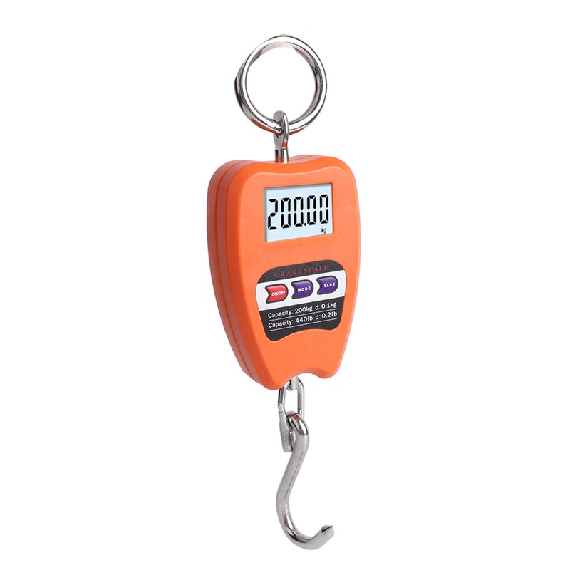 Electronic Hook Scale 200kg Small Orange Wireless Industrial Fishing Scale