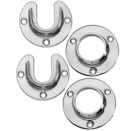 Wideskall Heavy Duty Stainless Steel Closet Pole Sockets Rod End Support with Screws (Chrome Silver, 2 Sets)