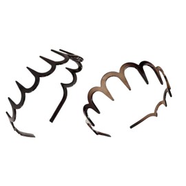 Xansema 2Pcs Fashion Non-Slip Headbands for Women Girls, Zig Zag Headbands with Teeth Comb Hair Hoop Hairband Hair Accessories for Daily Use, Yoga, Spa, Parties (Black Coffee, One Size)