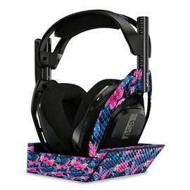 MightySkins Carbon Fiber Skin Compatible with Astro A50 Wireless Headphones + Base Station (Gen 4) - Contrast Hibiscus | Protective, Durable Textured Carbon Fiber Finish | Easy to Apply