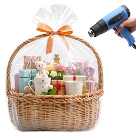 Morepack Easter Extra Large Shrink Wrap Bags for Gift Baskets, 32x40 inches Clear PVC Heat Gift Basket Shrink Bags 5 Pack