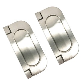 XMHF Recessed Type Furniture Wardrobe Drawer Pull Handle Silver Flat Cabinet Flush Ring Pull 2pcs
