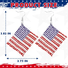 Fullive Patriotic Earrings, Hypoallergenic American Flag Earrings, Hook 4th of July Dangle Stud Memorial Day Accessories