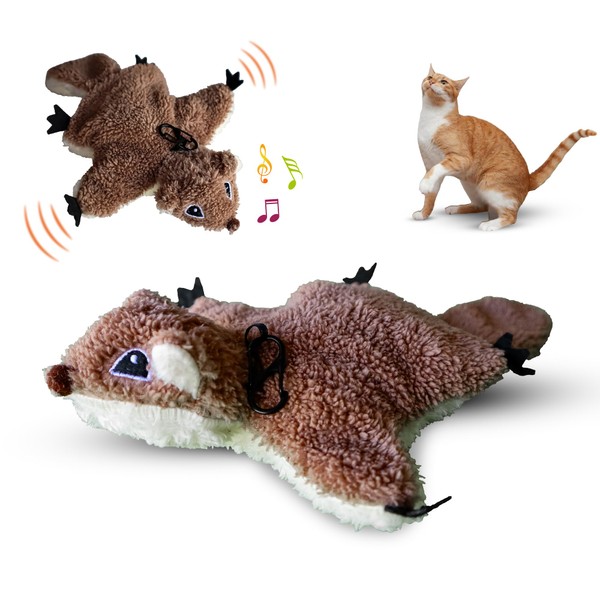 Tossca Flapping Squirrel Cat Toy | Rechargeable Touch Activated Interactive