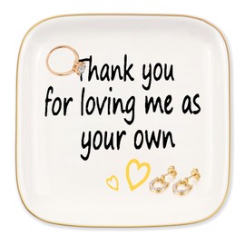 Koyzsen Gift for Mother Jewelry Dish Square Tray, Thank You For Loving Me As Your Own, Gifts for Mother-in-law, Step Mom, Bonus Mom, Mother's Day Birthday Valentines Christmas Gift, Stepmother Gifts