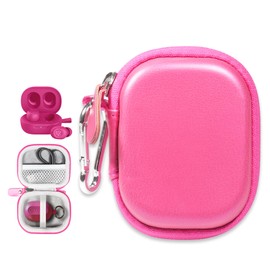 CaseSack Case for JLab Go Pop+,Go Air Pop, Air, Air Tones+/ Tones, JBuds Mini True Wireless Earbuds, Compact Organizer for The Charger case and Charger Cord (Pink)