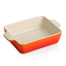 SWEEJAR Ceramic Baking Dish, Rectangular Small Baking Pan with Double Handles, 22OZ for Cooking, Brownie, Kitchen, 6.5 x 4.9 x 1.8 Inches (Gradient Orange)