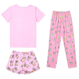 Mirawise Girls Pajamas Sleepwear Set Cotton Short Pjs Clothes Night Shirts Pant Corgi 12 13