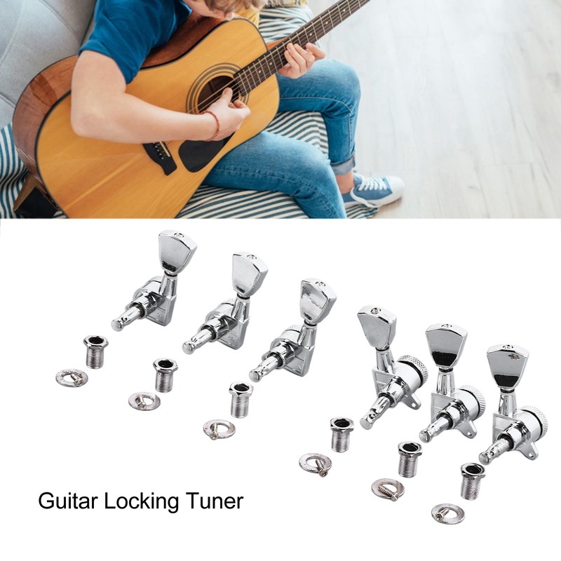 6PCS Guitar Locking Tuners Triangular Head String Tuning Key Pegs