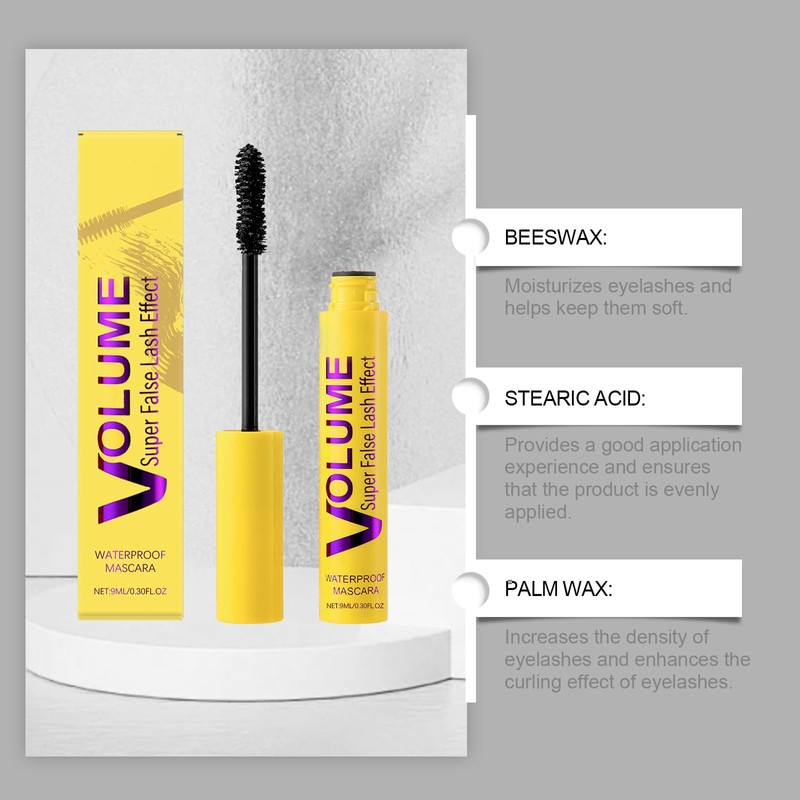 Waterproof Mascara with Bubble Fiber Technology, Smudge-Proof and Clump-Free Formula