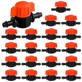 WZFLRUA 20 Pack 1/4 Inch Drip Irrigation Valve Fittings - 1/4'' Drip in-Line Shut Off Valve Anti-Drop Barbed Flow Control Valve Connectors for 1/4 Inch Drip Tubing System