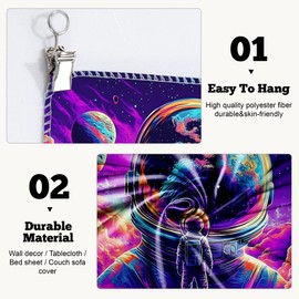 BVBOX Astronaut Space Blacklight Tapestry 79"x59", UV Reactive Astronaut Universe Planet Glow in Dark Tapestries, Black Light Neon Upright Poster Wall Hanging Backdrop Decor for Bedroom Living Room