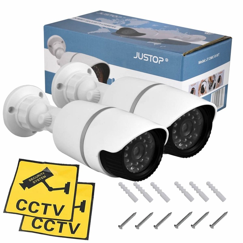 JUSTOP Dummy CCTV Cameras, 2x Fake Bullet Security Camera With