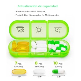 2pzs Pastillero Semanal Español Organizador De Pastillas De En Español Píldoras Semanal 3 Tomas 7 Dias Portátil Y Cortador De Pastillas Color Blanco