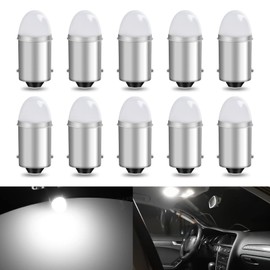 Qoope 10-Pack BA9S LED Bulb 1893 53 57 LED Bulb Super Bright for 12V DC Car Interior Lights, Instrument Lights, License Plate Courtesy Step Dome Map Side Marker Lights