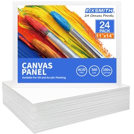 FIXSMITH Canvas Boards for Painting 11x14 Inch, Super Value 24 Pack Paint Canvases, White Blank Canvas Panels, 100% Cotton Primed Canvas for Painting, Painting Art Supplies