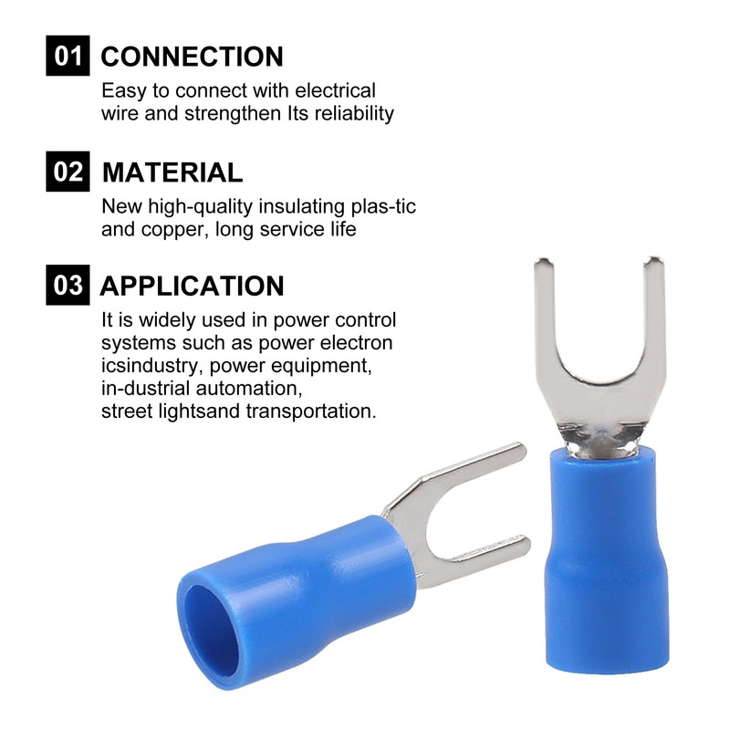 100Pcs 16-14AWG Insulated Terminals Ring Electrical Wire Crimp Connectors (Blue)