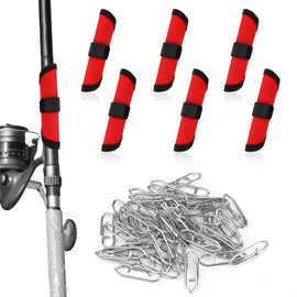 BOXOB 6pcs Fishing Hook Covers, 5.91 Inch Fishing Lure Covers with 50 Stainless Steel Speed Clips Fish Bait Protector Gloves Fish Pole Sleeve Rod Armour Lure Shield Wraps Essential Gear for Fishermen