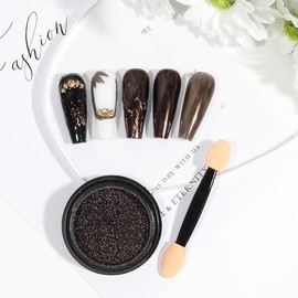 Artdone Chrome Nail Powder, Coffee Color Iridescent Aurora Powder Metallic Mirror Effect Pigment Pearlescent Mermaid Pigment Pearl Glitter Dust Kit, Nail Art Decoration, Resin Craft