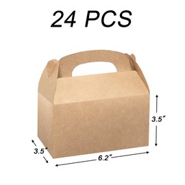 Xxcxpark 24 PCS Brown Kraft Gift Boxes 6.25x3.5x3.5, Decorative Party Favor Gift Packaging Box with Lid for DIY Crafting, Cube, Cupcake, Kraft Present Boxes for Birthday, Wedding, Anniversary