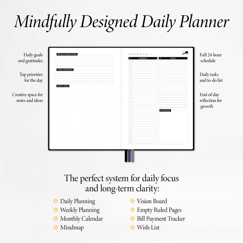 Daily Planner 2026, Calendar & Life Organizer to Improve Time-Management,
