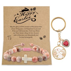 ZZLTAWS Cross Easter Braclets Basket Gifts, First Communion Baptism Confirmation Christian Easter Basket Gifts for Gir Daughter Granddaughter