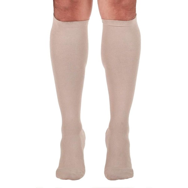 Made in The USA - Medical Compression Socks for Men, Firm Graduated Support Socks 20-30mmHg - Closed Toe - 1 Pair - Absolute Support, SKU: A104TN3 (Tan, Large) – Helps with Poor Circulation, Edema