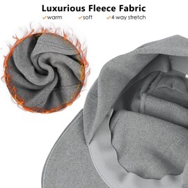 Women's Fleece Ponytail Hat, Double Layer Warmth, with Drop Down Ear Warmer, Reflective Design Suitable for Winter Running, Light Grey, 6 7/8-7 1/4