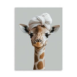 ForJoy Giraffe Bathroom Decor Wall Art Funny Giraffe Bathroom for Room Bedroom Living Room Ready to Hang 12x16 Inches