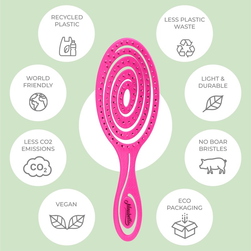 Ninabella spiral hairbrush neon pink